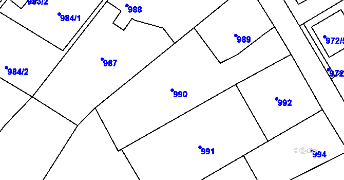 Parcela st. 990 v KÚ Habartov, Katastrální mapa