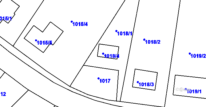 Parcela st. 1018/4 v KÚ Habartov, Katastrální mapa