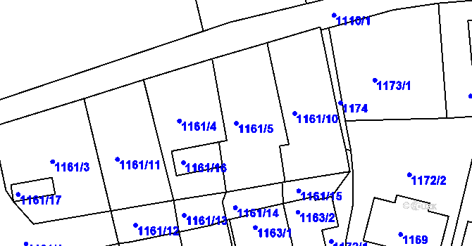 Parcela st. 1161/5 v KÚ Habartov, Katastrální mapa