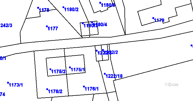 Parcela st. 1222/5 v KÚ Habartov, Katastrální mapa