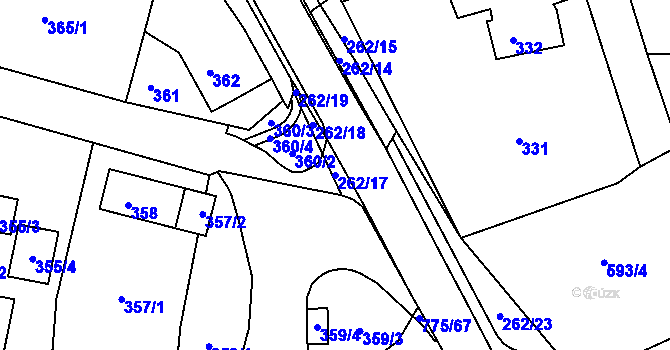 Parcela st. 262/17 v KÚ Habartov, Katastrální mapa
