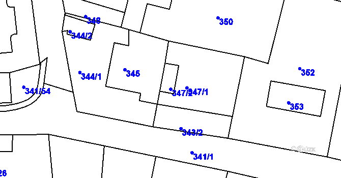 Parcela st. 347/2 v KÚ Habartov, Katastrální mapa