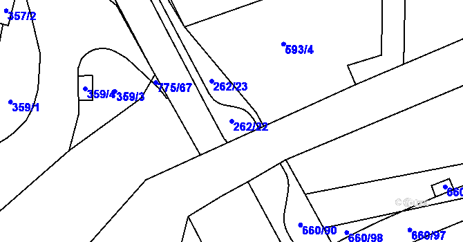 Parcela st. 262/22 v KÚ Habartov, Katastrální mapa