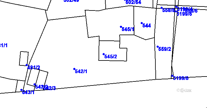 Parcela st. 545/2 v KÚ Habartov, Katastrální mapa