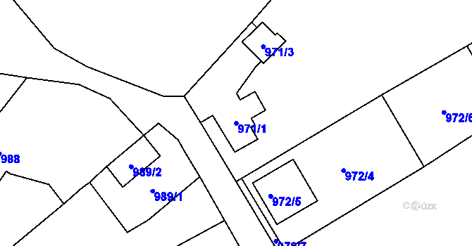 Parcela st. 971/1 v KÚ Habartov, Katastrální mapa