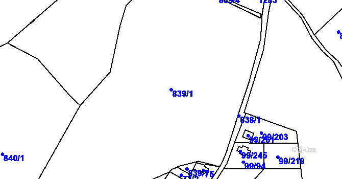 Parcela st. 839/1 v KÚ Habartov, Katastrální mapa