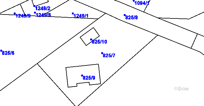 Parcela st. 825/7 v KÚ Habartov, Katastrální mapa