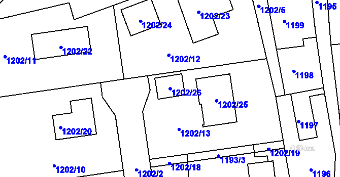 Parcela st. 1202/26 v KÚ Habartov, Katastrální mapa