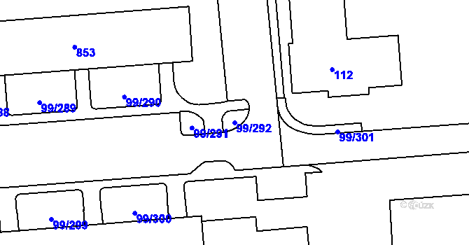Parcela st. 99/292 v KÚ Habartov, Katastrální mapa