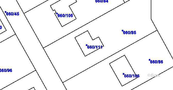 Parcela st. 660/111 v KÚ Habartov, Katastrální mapa