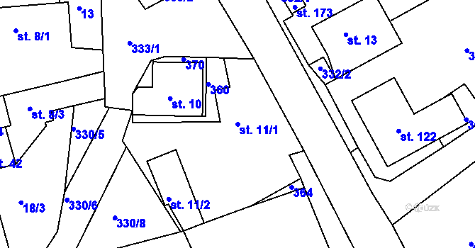 Parcela st. 11/1 v KÚ Habrek, Katastrální mapa
