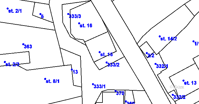 Parcela st. 15 v KÚ Habrek, Katastrální mapa