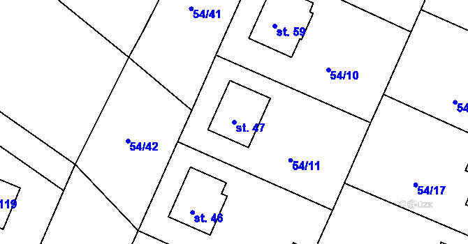 Parcela st. 47 v KÚ Habrek, Katastrální mapa