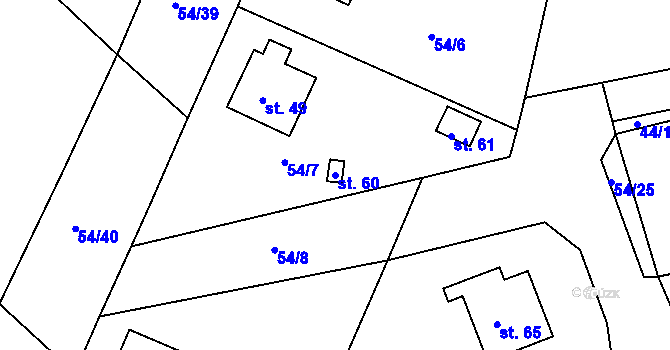 Parcela st. 60 v KÚ Habrek, Katastrální mapa