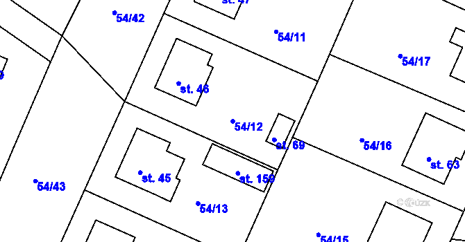 Parcela st. 54/12 v KÚ Habrek, Katastrální mapa
