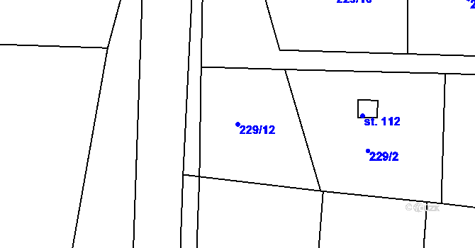 Parcela st. 229/12 v KÚ Habrek, Katastrální mapa