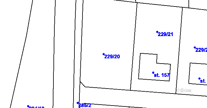 Parcela st. 229/20 v KÚ Habrek, Katastrální mapa