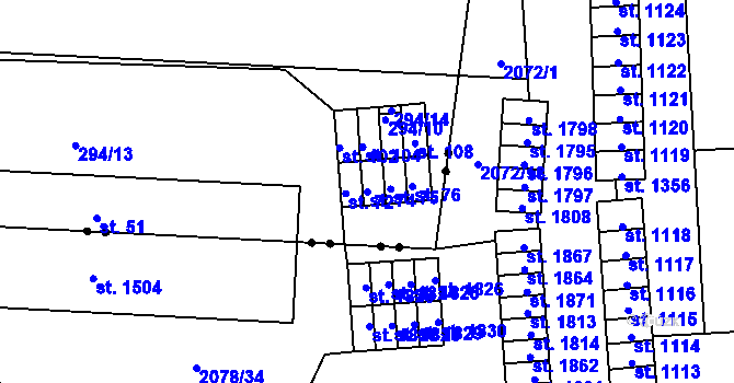 Parcela st. 74 v KÚ Habrek, Katastrální mapa