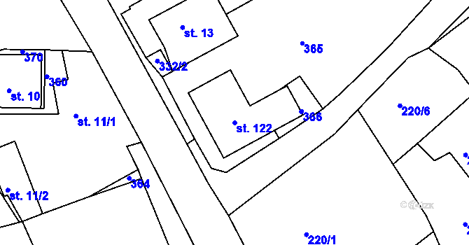 Parcela st. 122 v KÚ Habrek, Katastrální mapa
