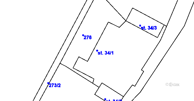 Parcela st. 34/1 v KÚ Souboř, Katastrální mapa