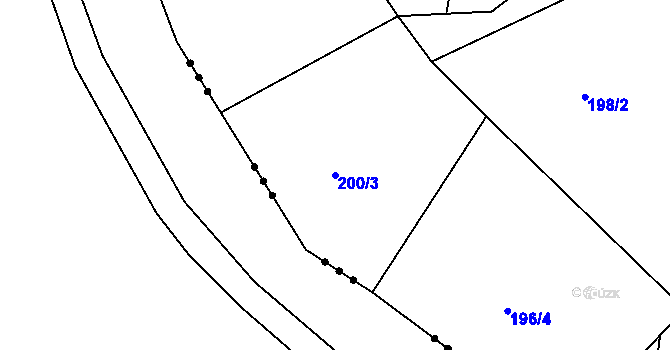 Parcela st. 200/3 v KÚ Souboř, Katastrální mapa
