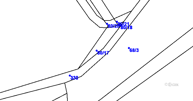 Parcela st. 80/17 v KÚ Souboř, Katastrální mapa
