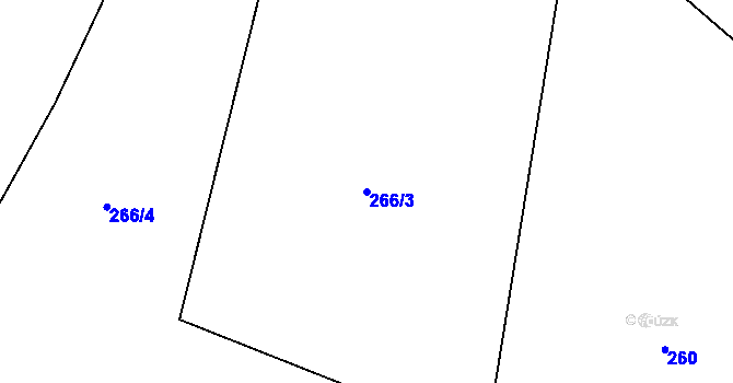 Parcela st. 266/3 v KÚ Souboř, Katastrální mapa