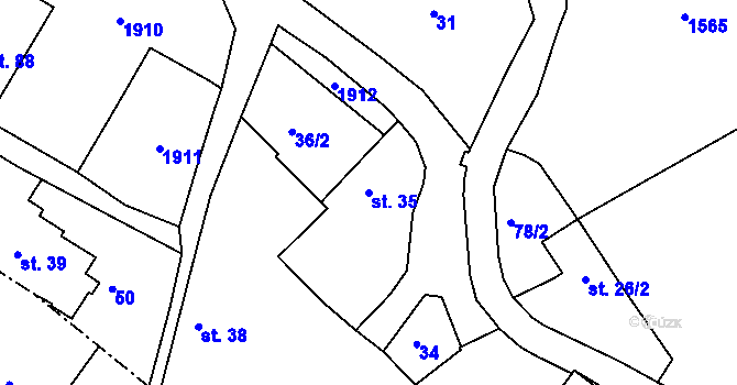 Parcela st. 35 v KÚ Habrovany u Řehlovic, Katastrální mapa