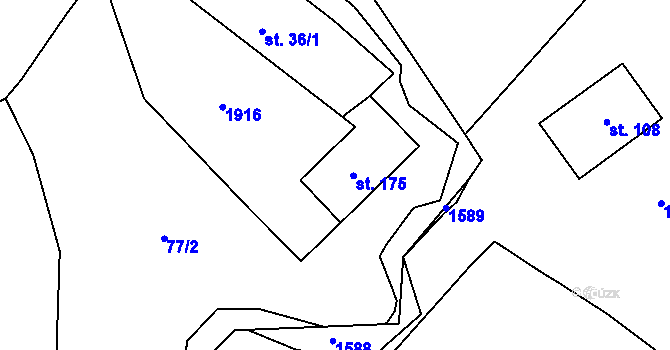 Parcela st. 36/2 v KÚ Habrovany u Řehlovic, Katastrální mapa