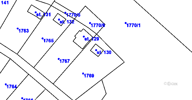 Parcela st. 130 v KÚ Habrovany u Řehlovic, Katastrální mapa