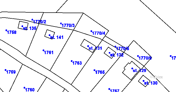 Parcela st. 131 v KÚ Habrovany u Řehlovic, Katastrální mapa
