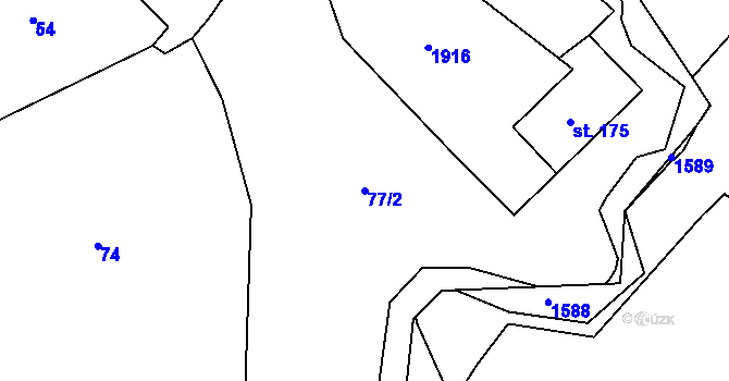 Parcela st. 77/2 v KÚ Habrovany u Řehlovic, Katastrální mapa