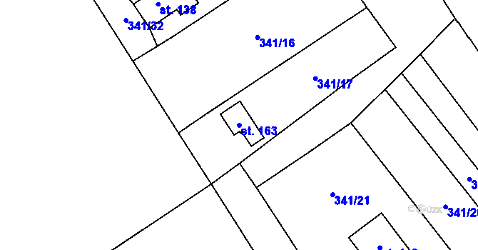 Parcela st. 163 v KÚ Habrovany u Řehlovic, Katastrální mapa