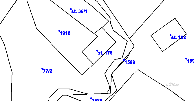 Parcela st. 175 v KÚ Habrovany u Řehlovic, Katastrální mapa