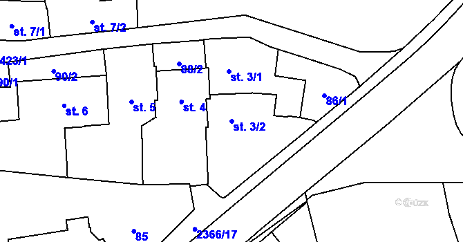 Parcela st. 3/2 v KÚ Habrovany, Katastrální mapa