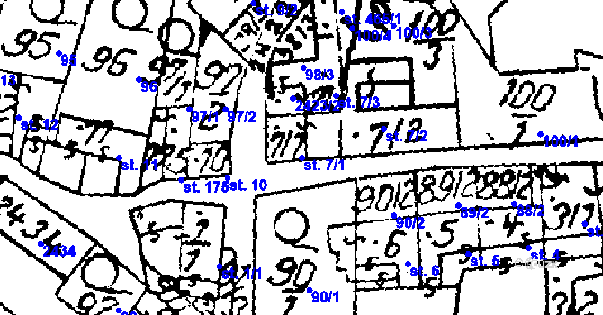 Parcela st. 7/1 v KÚ Habrovany, Katastrální mapa