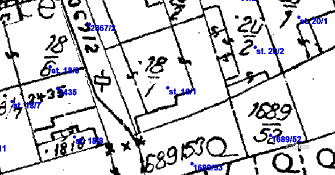 Parcela st. 18/1 v KÚ Habrovany, Katastrální mapa