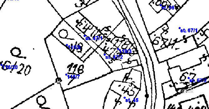 Parcela st. 47/2 v KÚ Habrovany, Katastrální mapa