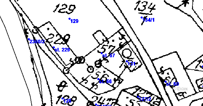 Parcela st. 57 v KÚ Habrovany, Katastrální mapa