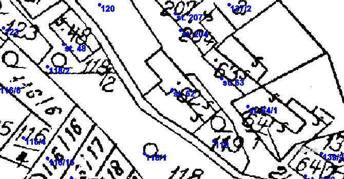 Parcela st. 62 v KÚ Habrovany, Katastrální mapa