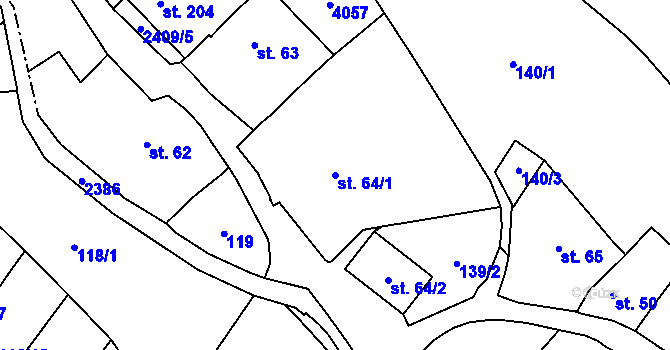 Parcela st. 64/1 v KÚ Habrovany, Katastrální mapa