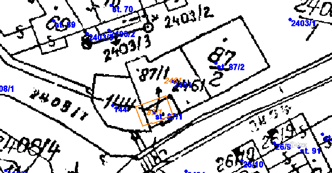 Parcela st. 87/1 v KÚ Habrovany, Katastrální mapa