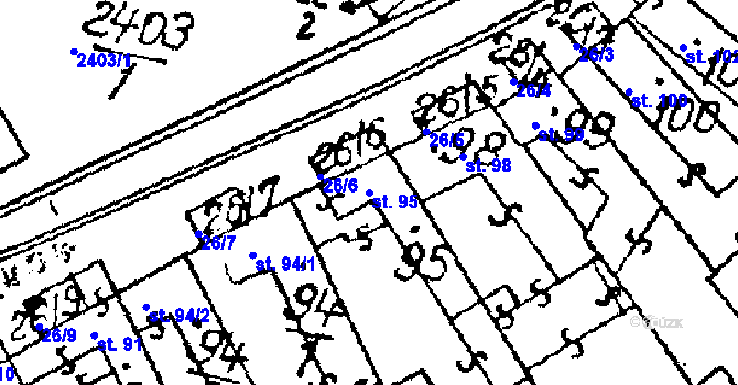 Parcela st. 95 v KÚ Habrovany, Katastrální mapa