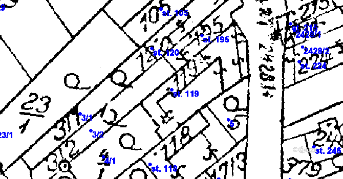 Parcela st. 119 v KÚ Habrovany, Katastrální mapa