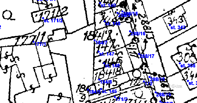 Parcela st. 147 v KÚ Habrovany, Katastrální mapa