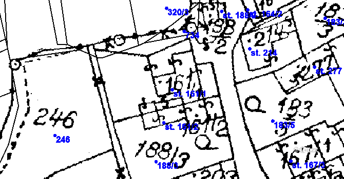 Parcela st. 161/1 v KÚ Habrovany, Katastrální mapa