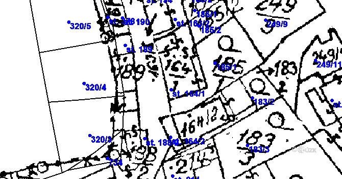 Parcela st. 164/1 v KÚ Habrovany, Katastrální mapa