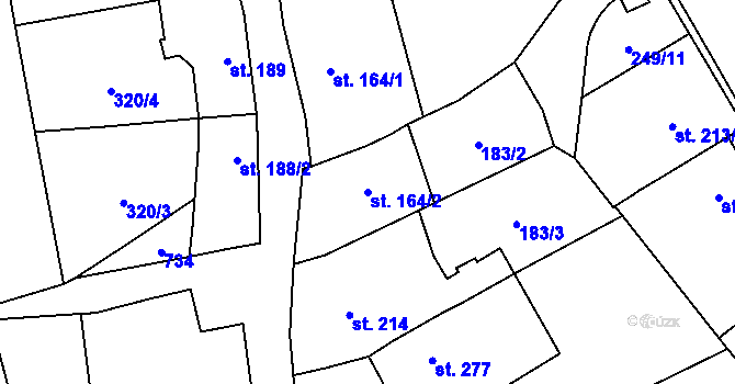 Parcela st. 164/2 v KÚ Habrovany, Katastrální mapa