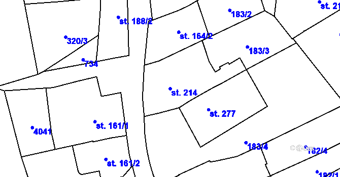 Parcela st. 214 v KÚ Habrovany, Katastrální mapa