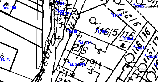 Parcela st. 218 v KÚ Habrovany, Katastrální mapa